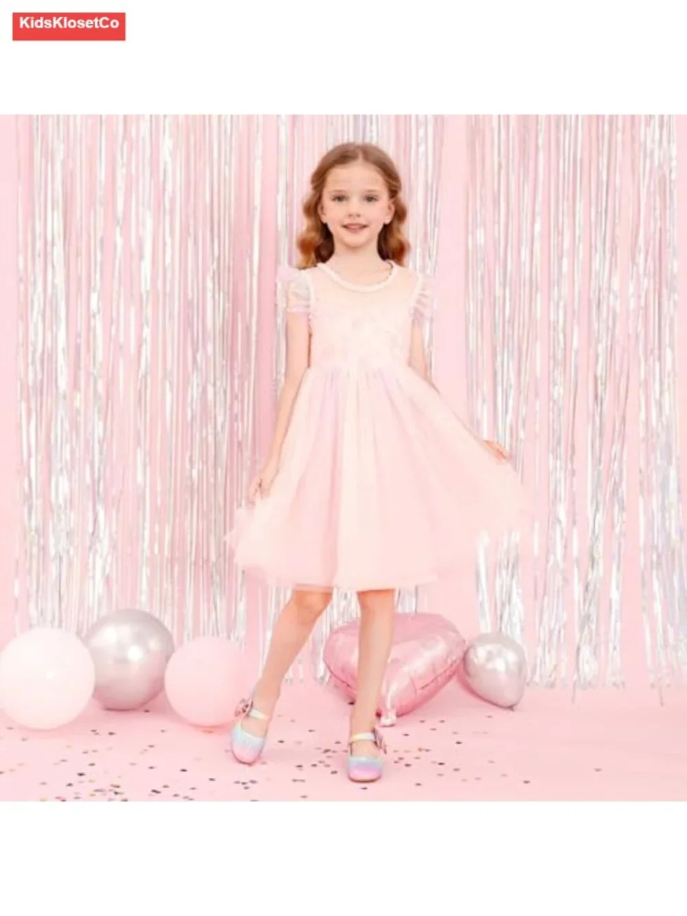 Girls Mary Jane Heels with Bow Sparkly Dress Shoes for Wedding Party